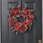 Alternate angle of the Autumn Evenings - Red Japanese Front Door Wreath showing wreath face