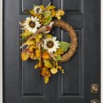 Alternate angle of the Sunflower Field Forager - White Front Door Wreath showing wreath face