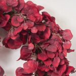 Close-up of blooms and berries on this Burgundy Red Aspen Leaf Autumn Autumn Fall Wreath