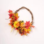 Alternate angle of the Vision of Autumn - Mixed Front Door Wreath showing wreath face