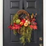 Heirloom Harvest - Green Artichoke, Pumpkin and Gourd, Fall Door Basket Wreath - Multicolored