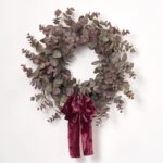 Close-up of blooms and berries on this Frosted Purple and Green Eucalyptus Seasons Fall Wreath
