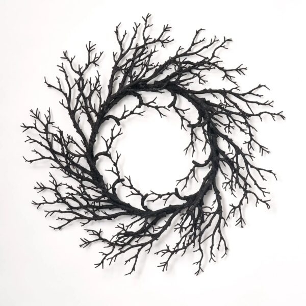 Black Glitter Twig Branch Halloween Fall Front Door Wreath - 28 inch - 28 inch