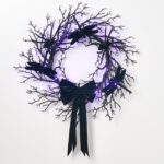 Creatures of the Night - Pre - lit Purple Fall Halloween Wreath - Black