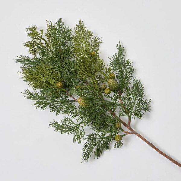 Real Touch Green Cedar and Pinecone Christmas Faux Greenery Branch - 28 inch, faux flower