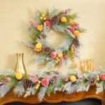 Alternate angle of the Frosted Fruit - Sugared Apple, Mantle Holiday Garland showing full length