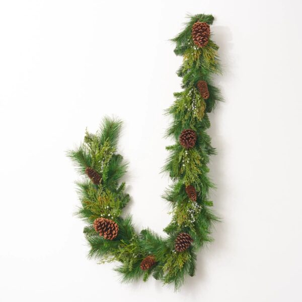 Classic Holiday Greens and Pinecone Christmas Front Door Garland Table Runner