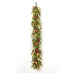Close-up of greenery along the garland on this Della Robbia Style Christmas Holiday Christmas Holiday