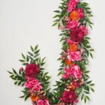 Exotic Beauty - Peony, Dahlia, Pink Bougainvillea and Orange Summer Mantel Garland Table Runner