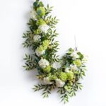 White and Green Hydrangea with Cream Berry Artificial All Greenery Mantle Garland and Table Runner