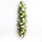 Detail view of berry and foliage detail from the White and Green Hydrangea Greenery Mantle