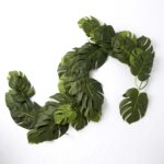 Split Philodendron Monstera Leaf Green Tropical Table Runner Mantle Garland