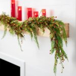 Alternate angle of the Wild Cranberry and Cedar Greenery Runner Mantle Garland showing full length