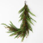Wild Cranberry and Cedar Greenery Christmas Table Runner Mantle Garland