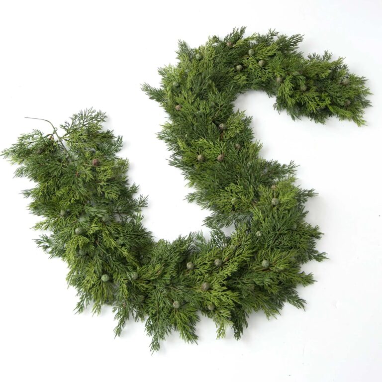 Green Real Touch Seeding Juniper Berry Luxury Artificial Evergreen Greenery Mantel Garland Christmas Table Runner