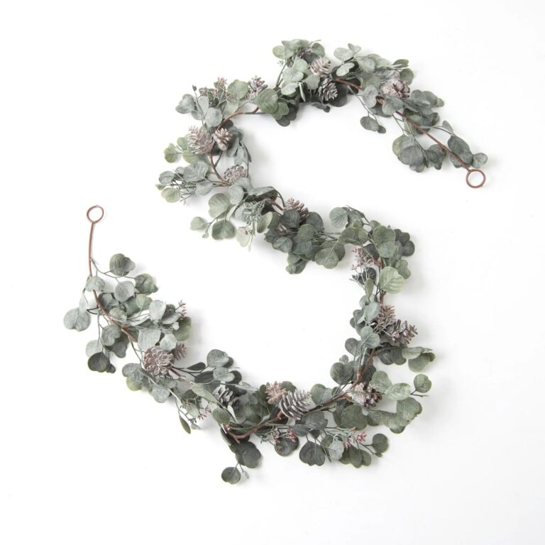Candlelit Evenings - Faux Dusty Green Silver Dollar Eucalyptus Christmas Mantel Garland or Winter Table
