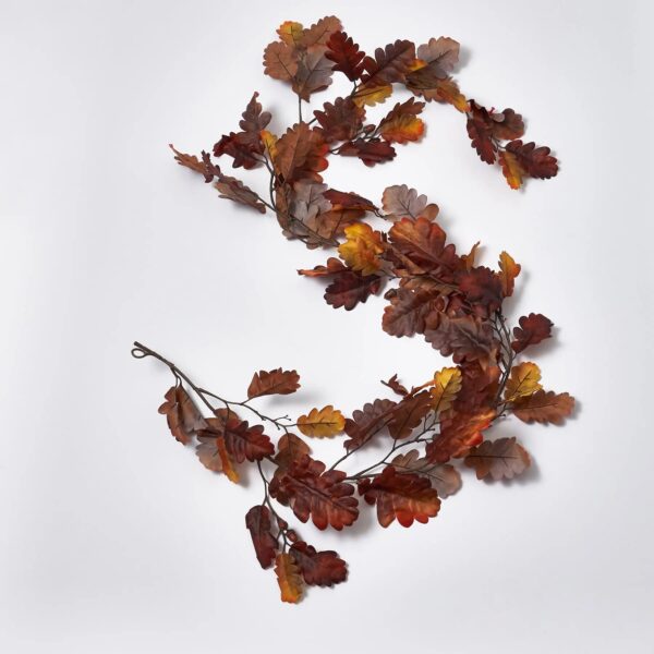 Rustic Brown Oak Leaf and Autumn Acorn Fall Table Runner Mantle Garland