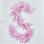 Deluxe Pink and White Candy Cane Stripe Christmas Holiday Mantel Stairway Garland Base - 7