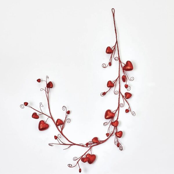 Red Glitter Heart Garland Valentine's Day Party Décor Accent