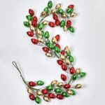 Retro Red, Green and Gold Vintage Style Bulb Ornaments Festive Holiday Garland Mantle Decor