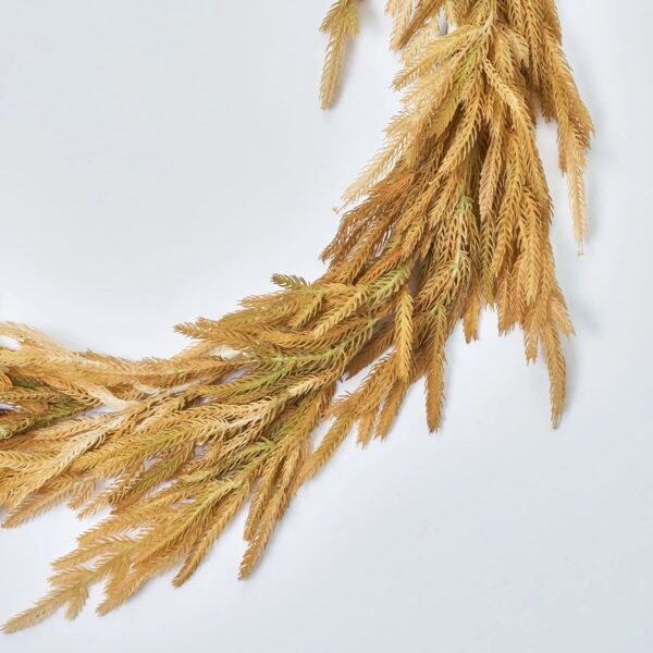 Close-up of greenery along the garland on this Dried - Look Wheat Grass Fall Hanging