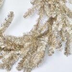 Close-up of greenery along the garland on this Silver and Gold Metallic Soft Tinsel Christmas