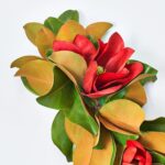 Alternate angle of the Classic Christmas Real Touch Red Holiday Mantel Garland showing full length
