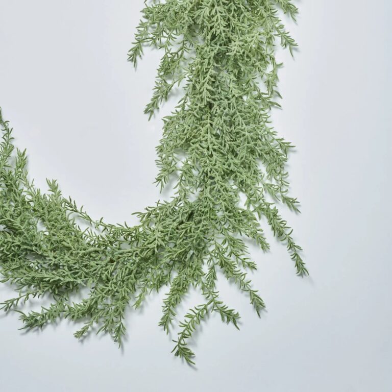 Close-up of greenery along the garland on this Real Touch Rosemary Garland Everyday Greenery Table