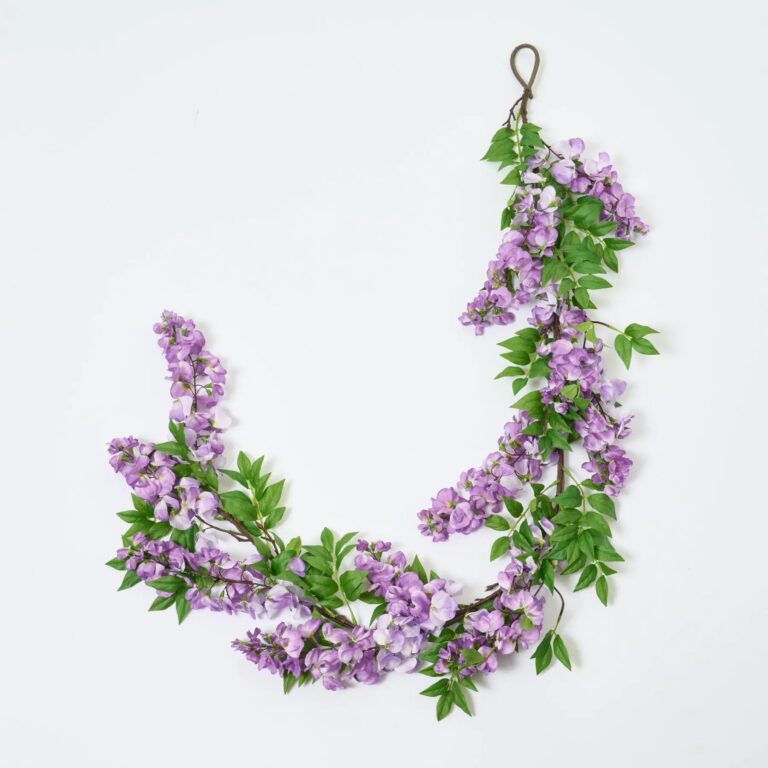 Draping Purple Wisteria Blooms Whimsical Spring Mantel Garland - 5 Foot 60 inch L x