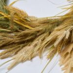 Close-up of greenery along the garland on this Dried - Look Wheat Grass Norfolk Pine