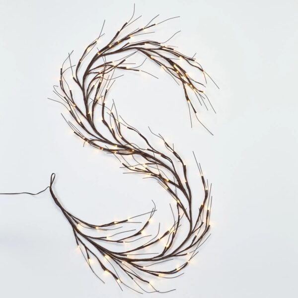 120 LED Lighted Wire - Wrapped Twig Branch Garland Indoor and Outdoor - Brown