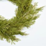 Close-up of greenery along the garland on this Real Touch Cedar Christmas Holiday Front Door