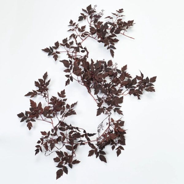 Dark Plum Cimicifuga Ramosa Leaf and Berry Mantel Garland Fall Centerpiece Table Runner - Dark