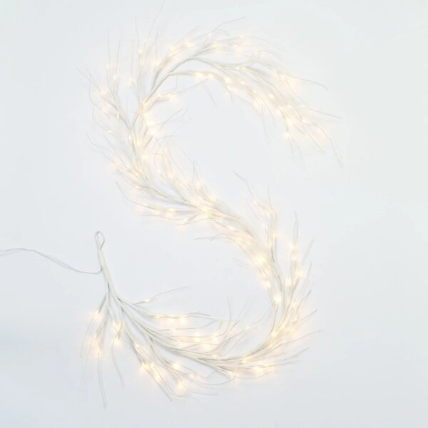 Close-up of greenery along the garland on this 120 LED Lighted Plug Branch Christmas Garland