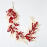Iced Red Berry and Real Touch White Norfolk Pine Mantle Garland Winter Table Runner