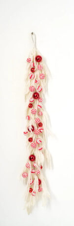 Alternate angle of the Peppermint Balls and Real Touch Christmas Mantle Garland showing full length