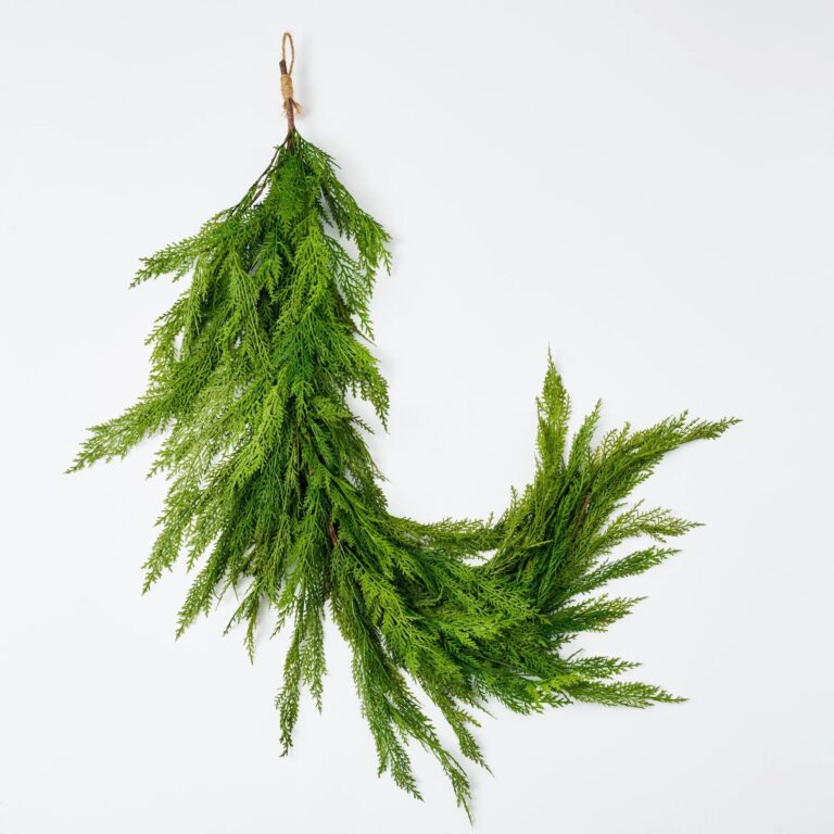 Close-up of greenery along the garland on this Draping Real Touch Lebanon Cedar Lebanon Cedar