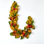 Real Touch Magnolia Leaf and Red Pomegranate Outdoor Hanging Front Door Garland Holiday Table Runner