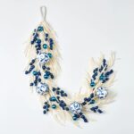 Longest Night - White Norfolk, Slate Blue and Chinoiserie Ornament Ball Christmas Garland