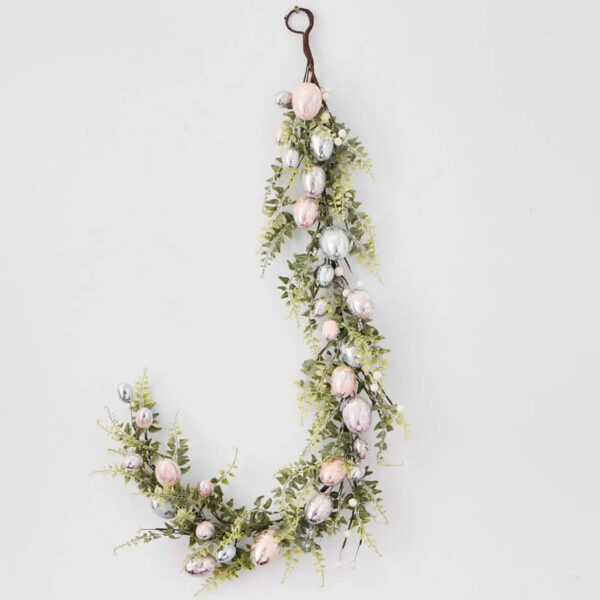 Pink, Blue and Silver Metallic Foil Speckle Easter Egg Garland