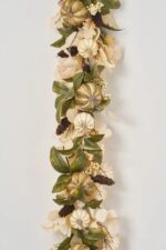 Alternate angle of the Verdant Harvest - Green Fall Mantel Garland Table showing full length