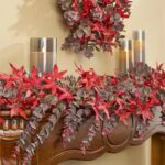 Close-up of greenery along the garland on this Autumn Evenings - Red Japanese Fall Mantle