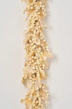 Alternate angle of the Harvest Shimmer - Bleached Oak Fall Mantle Garland showing full length