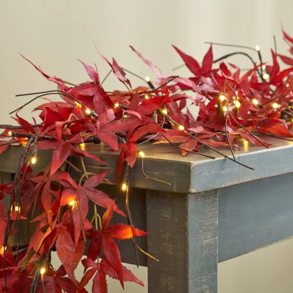 Brown Branch and Twig Lighted Japanese Red Maple Fall lit Garland Table Runner