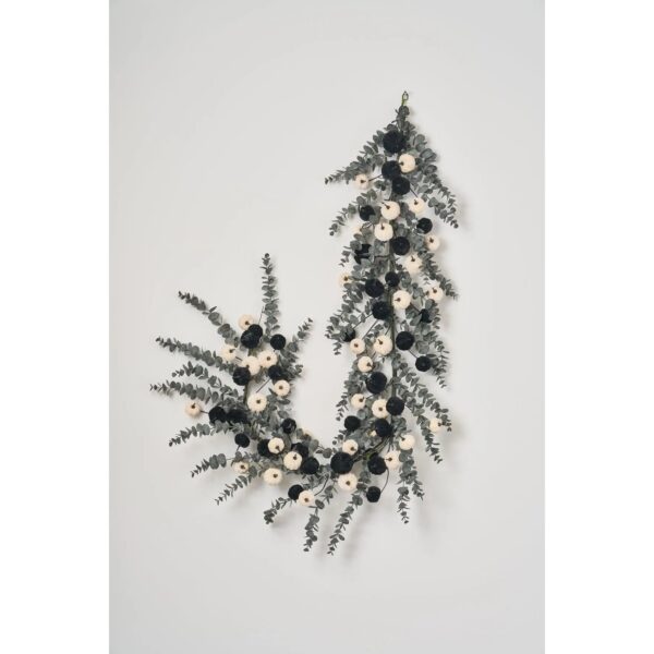 Artificial Eucalyptus & Pumpkin Garland for Mantel - Black