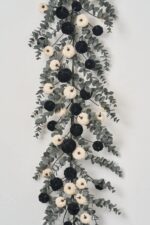 Alternate angle of the Dark Enchantment - Dark Grey Fall Mantle Garland showing full length