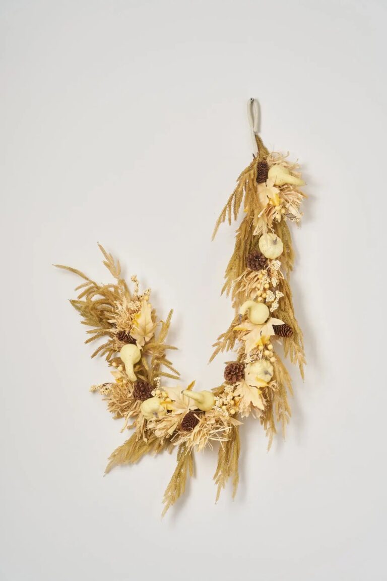 Harvest Wheat - Mixed Cream and Neutral Pumpkin, Gourd, Fall Mantle Garland Table Runner