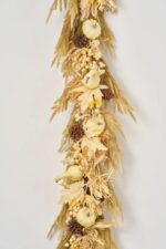 Alternate angle of the Harvest Wheat - Mixed Cream Fall Mantle Garland showing full length