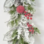 Alternate angle of the Holiday Frost - Snow Magnolia, Mantle Christmas Garland showing full length