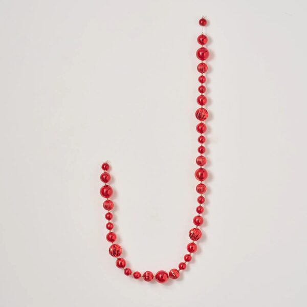 Red Mercury Ball Christmas Ornament Holiday Garland - 5 Foot